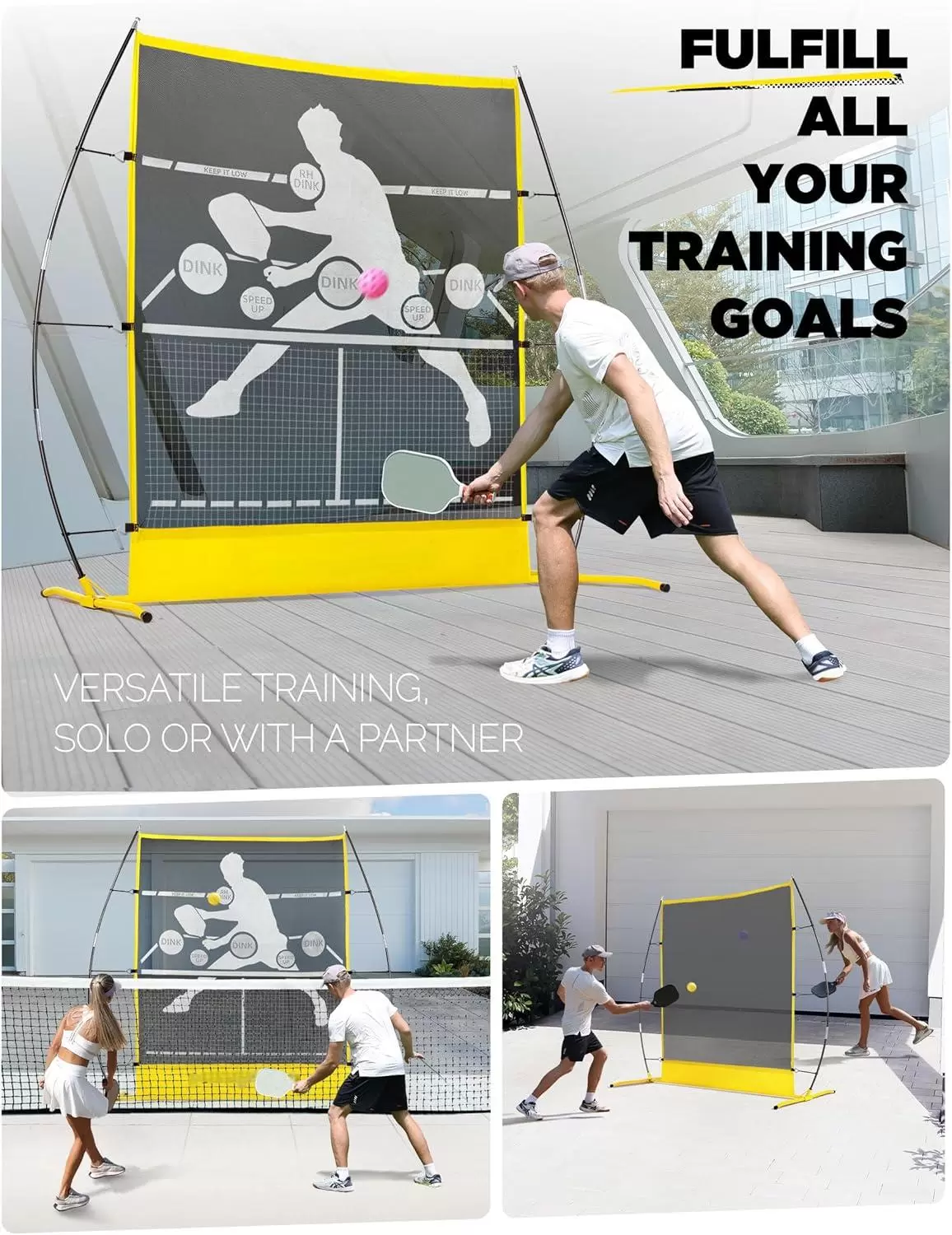 6&times;6フィート 2-in-1 ピックルボール リバウンダーネット