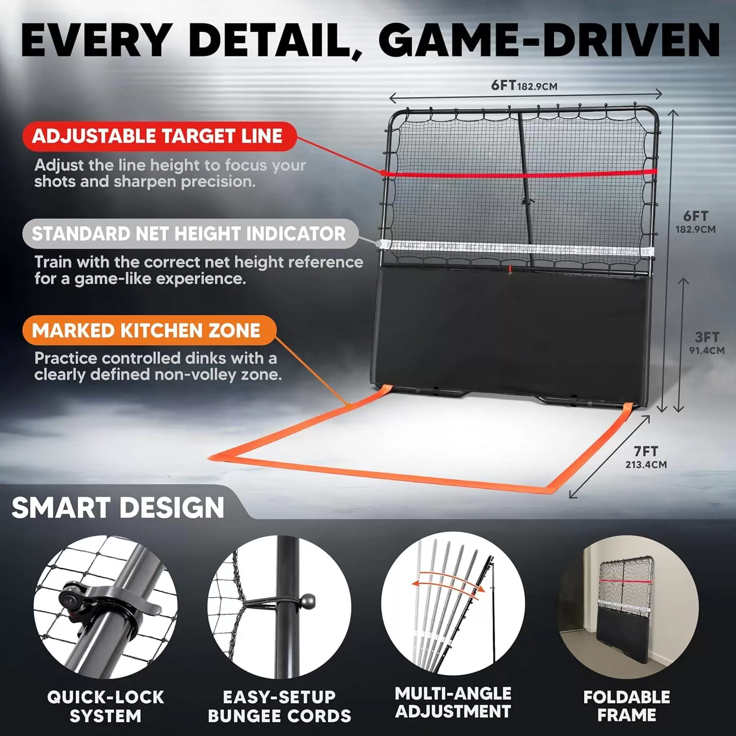 6&times;6フィート 2-in-1 スチールチューブ ピックルボール III