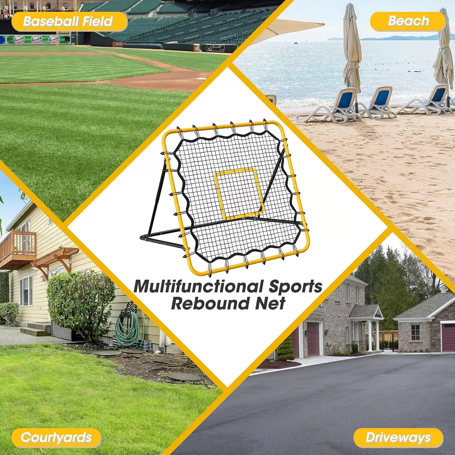 角度調整可能なマルチスポーツリバウンドネット I