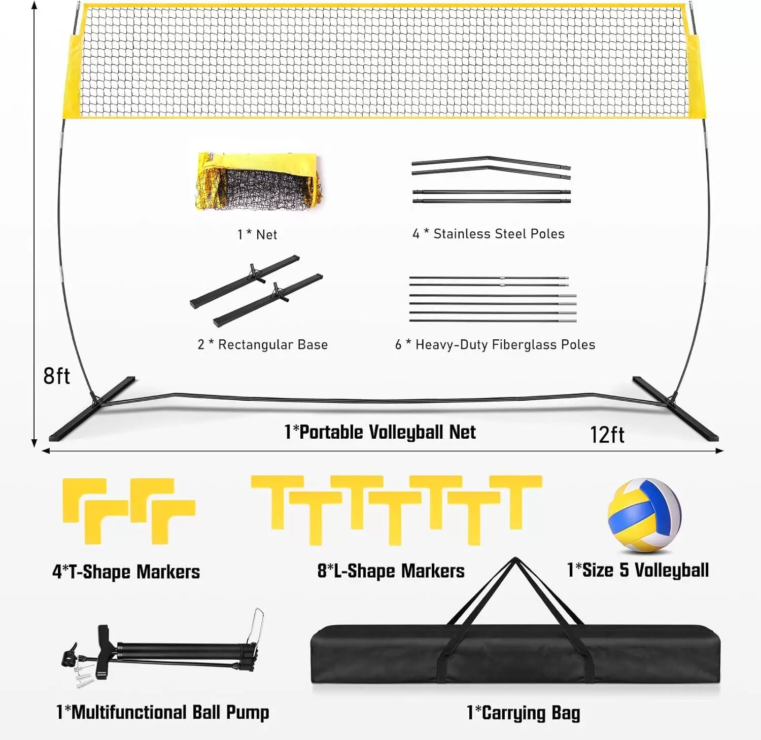 持ち運び可能なバレーボール練習用ネット