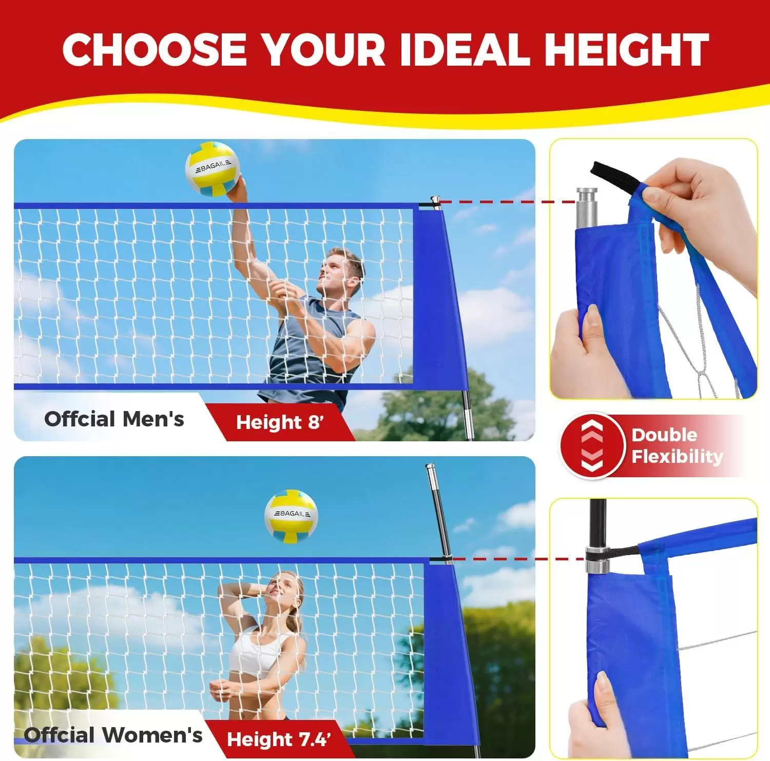 持ち運び可能なバレーボール練習用ネット