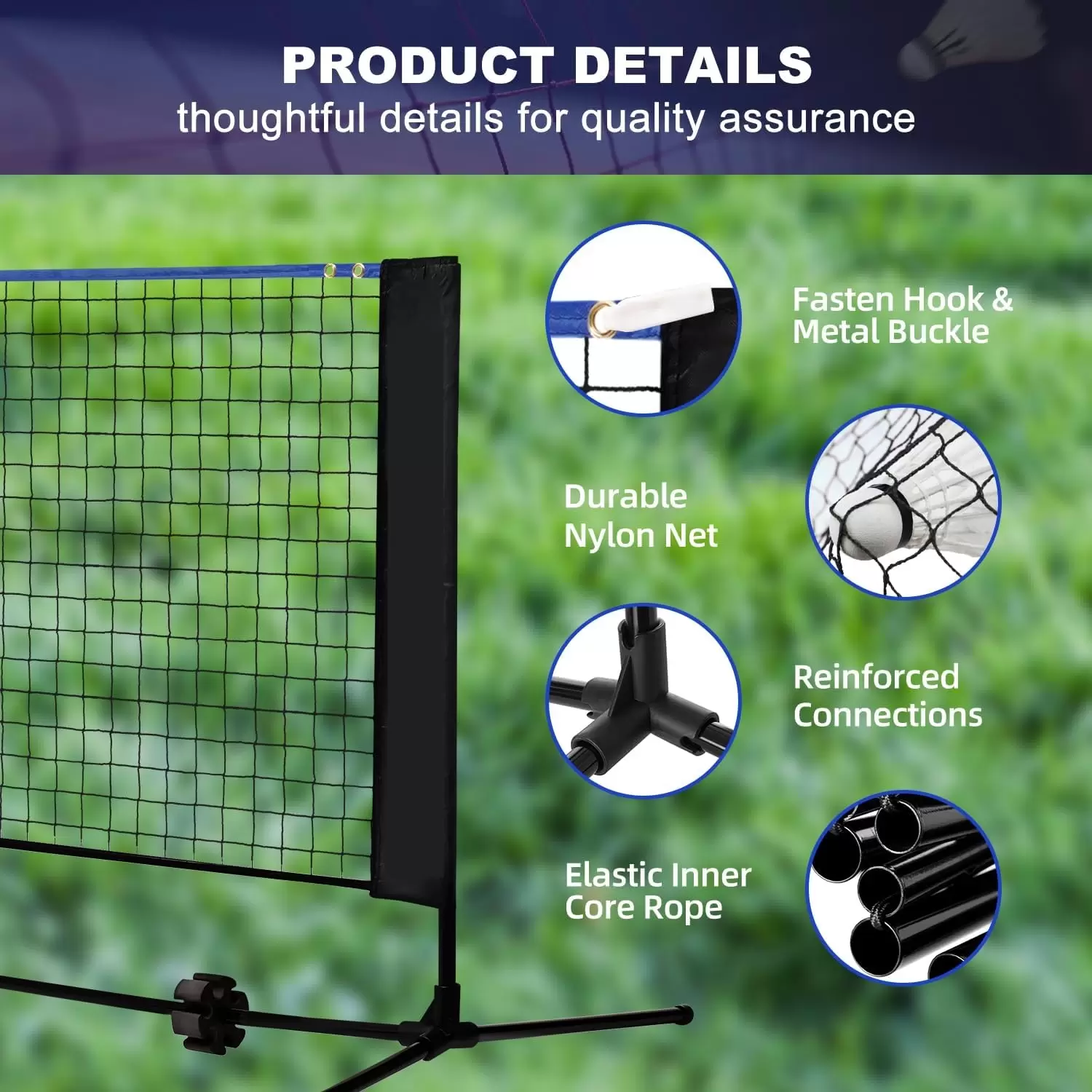 2-in-1 折りたたみ式で持ち運び可能なバドミントンとピックルボールの練習用ネット