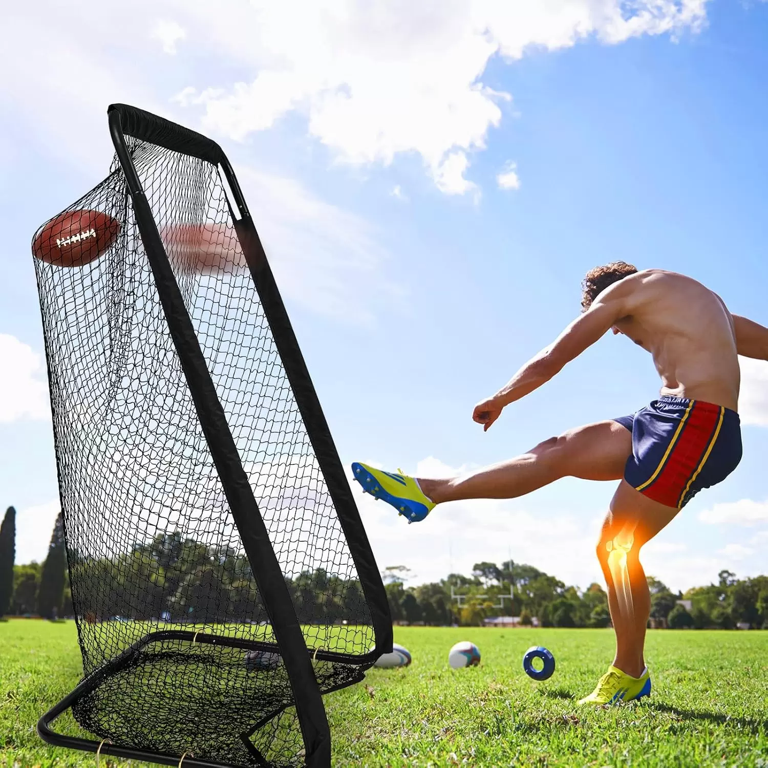 強度ラウンドチューブラグビー練習用ネット